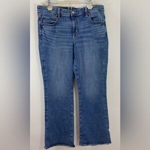 American Eagle Outfitters Kick Boot Blue Jeans with Natural Fade